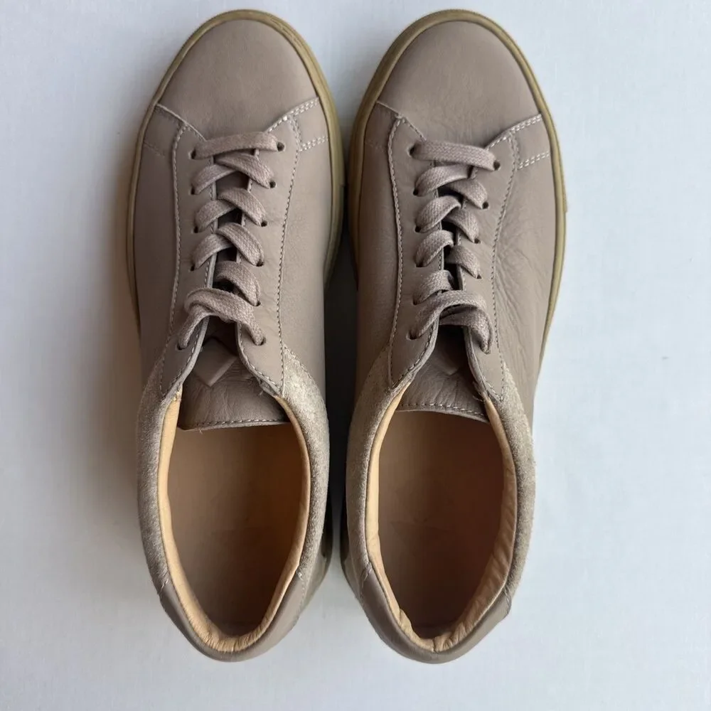 KOIO Capri Men's Low Top Sneakers Size 38 Italy Leather Shoes Taupe Tan Perfect